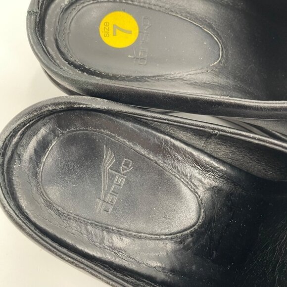 Dansko Black Leather Slip On Clogs Womens Size 7 EU 38 Comfort Neutral Classic - Picture 5 of 9